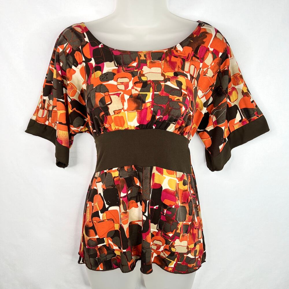 Y2K BCX Patterned Empire Waist Blouse M